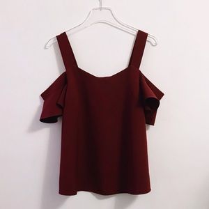 Alya Maroon/Burgundy Off-The-Shoulder Tank Top